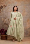 Naisha K 155 Mulmul Embroidered Kurti Bottom With Dupatta Suppliers In India